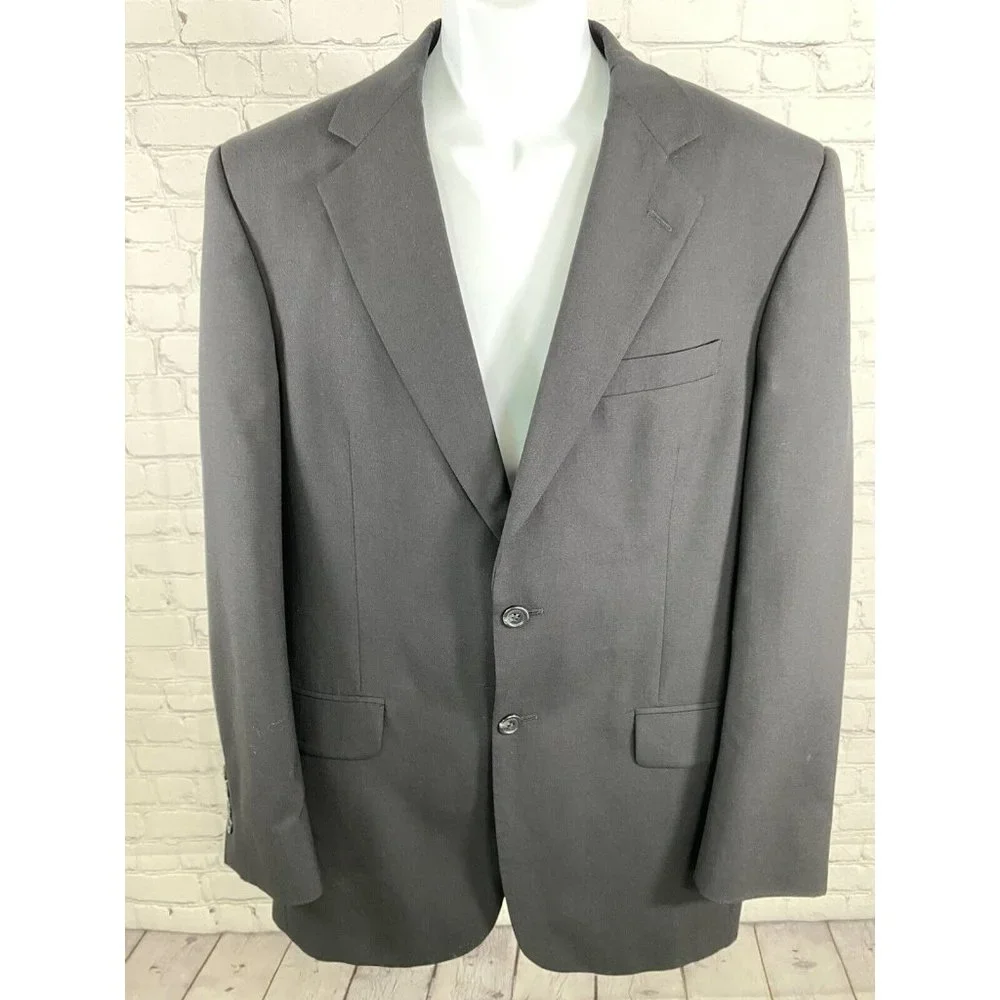 Jos A Bank Gordon Solid Black 100% Wool 2 Button Jacket Blazer 39R